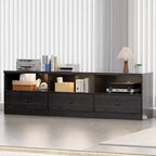 Meuble TV COZONY Mid-century moderne avec portes coulissantes, meuble de rangement pour salon