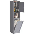 Dcolora Tall Bathroom Cabinet with Laundry Basket, Removable Laundry Basket with Handles, Compartment with Door