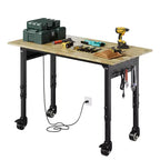 Établi robuste réglable 1000 kg - Table de travail roulante avec roulettes verrouillables et panneau perforé, poste de travail mobile du garage à la salle d'artisanat