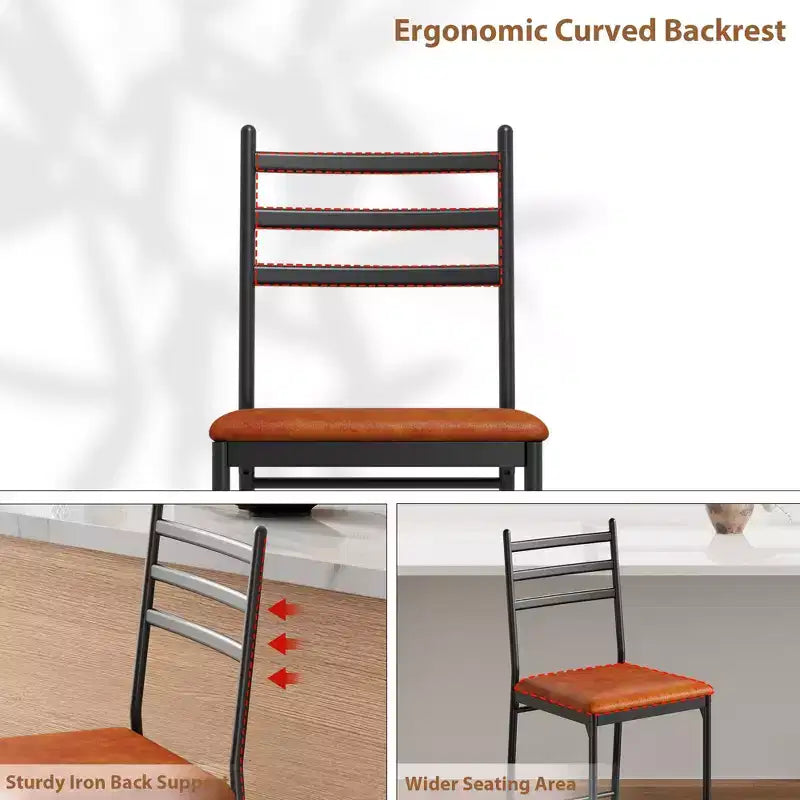 Lot de 2 tabourets de bar hauteur comptoir, chaises de bar rembourrées en similicuir avec coussin épais, dossier et repose-pieds pour îlot de cuisine