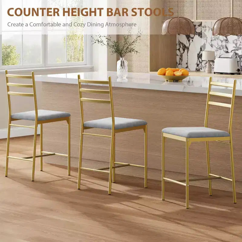 Lot de 2 tabourets de bar hauteur comptoir, chaises de bar rembourrées en similicuir avec coussin épais, dossier et repose-pieds pour îlot de cuisine