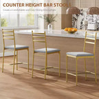 Lot de 2 tabourets de bar hauteur comptoir, chaises de bar rembourrées en similicuir avec coussin épais, dossier et repose-pieds pour îlot de cuisine
