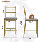 Lot de 2 tabourets de bar hauteur comptoir, chaises de bar rembourrées en similicuir avec coussin épais, dossier et repose-pieds pour îlot de cuisine