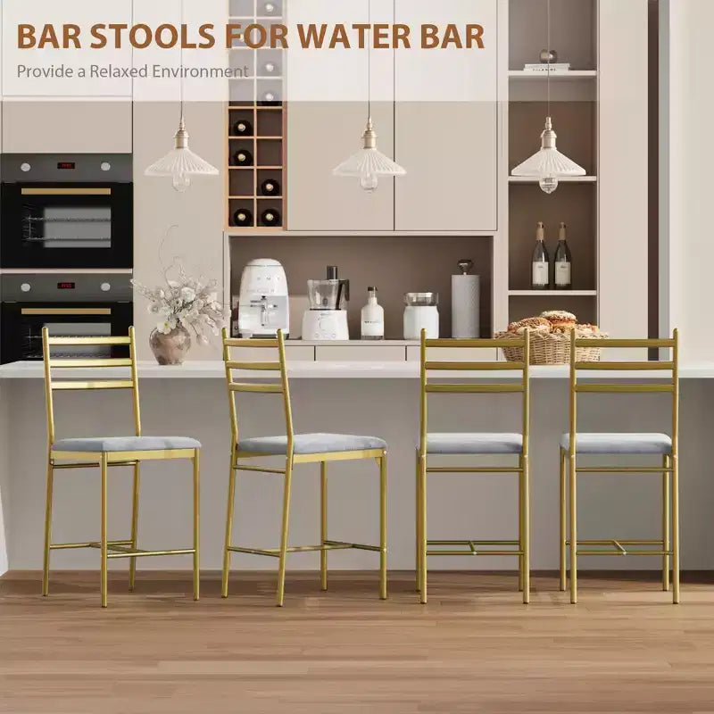 Lot de 2 tabourets de bar hauteur comptoir, chaises de bar rembourrées en similicuir avec coussin épais, dossier et repose-pieds pour îlot de cuisine