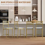 Lot de 2 tabourets de bar hauteur comptoir, chaises de bar rembourrées en similicuir avec coussin épais, dossier et repose-pieds pour îlot de cuisine