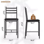 Lot de 2 tabourets de bar hauteur comptoir, chaises de bar rembourrées en similicuir avec coussin épais, dossier et repose-pieds pour îlot de cuisine