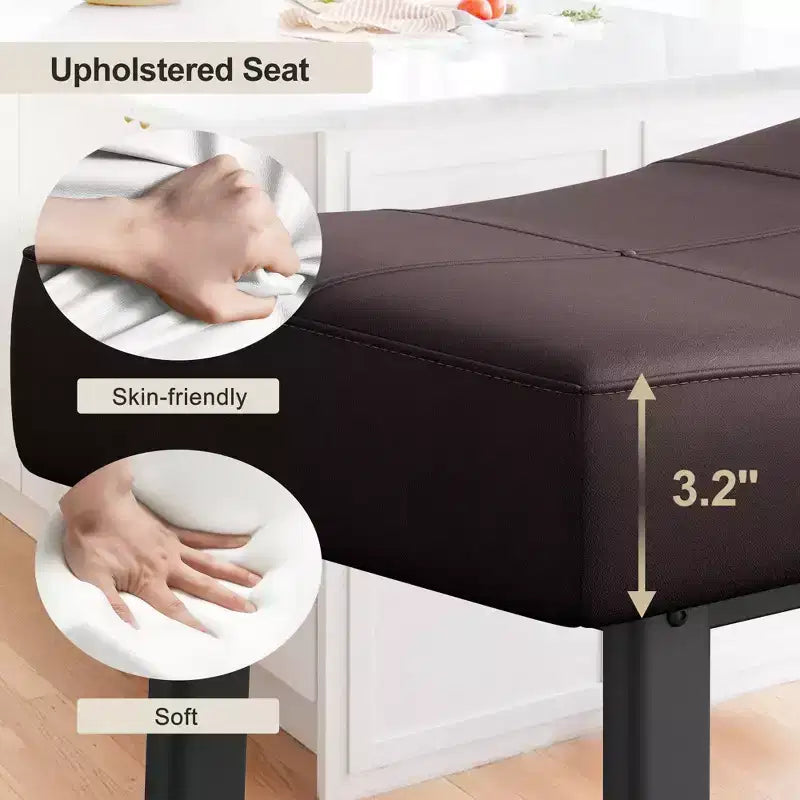 Tabourets de bar en cuir PU de 61 cm, lot de 2, tabourets de bar hauteur comptoir, pieds en métal, sièges épais en forme de selle, tabourets de petit-déjeuner, pour la cuisine