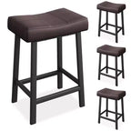 Tabourets de bar en cuir PU de 61 cm, lot de 2, tabourets de bar hauteur comptoir, pieds en métal, sièges épais en forme de selle, tabourets de petit-déjeuner, pour la cuisine