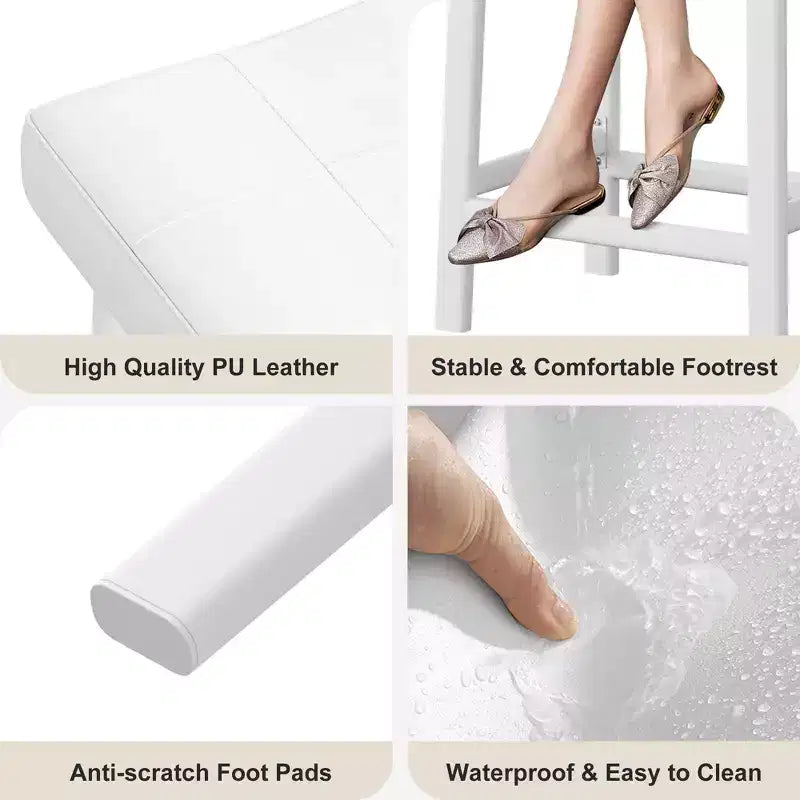 Tabourets de bar en cuir PU de 61 cm, lot de 2, tabourets de bar hauteur comptoir, pieds en métal, sièges épais en forme de selle, tabourets de petit-déjeuner, pour la cuisine