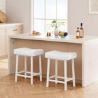 Tabourets de bar en cuir PU de 61 cm, lot de 2, tabourets de bar hauteur comptoir, pieds en métal, sièges épais en forme de selle, tabourets de petit-déjeuner, pour la cuisine