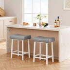 Tabourets de bar en cuir PU de 61 cm, lot de 2, tabourets de bar hauteur comptoir, pieds en métal, sièges épais en forme de selle, tabourets de petit-déjeuner, pour la cuisine