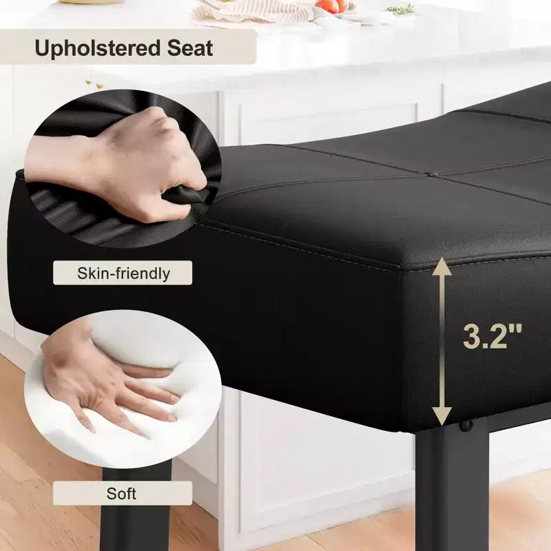 Tabourets de bar en cuir PU de 61 cm, lot de 2, tabourets de bar hauteur comptoir, pieds en métal, sièges épais en forme de selle, tabourets de petit-déjeuner, pour la cuisine