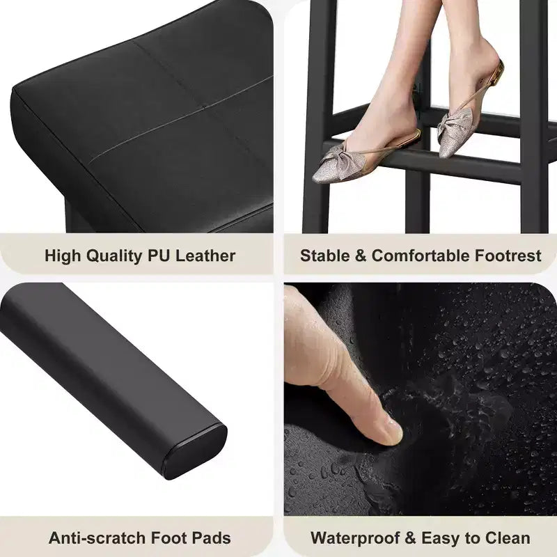 Tabourets de bar en cuir PU de 61 cm, lot de 2, tabourets de bar hauteur comptoir, pieds en métal, sièges épais en forme de selle, tabourets de petit-déjeuner, pour la cuisine