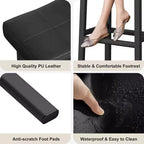 Tabourets de bar en cuir PU de 61 cm, lot de 2, tabourets de bar hauteur comptoir, pieds en métal, sièges épais en forme de selle, tabourets de petit-déjeuner, pour la cuisine