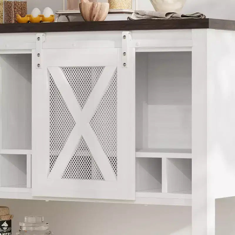 Buffet de cuisine CuisinSmart, meuble bar à vin avec porte coulissante de style grange, armoire à café avec porte-bouteilles, pour salon et salle à manger