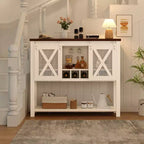 Buffet de cuisine CuisinSmart, meuble bar à vin avec porte coulissante de style grange, armoire à café avec porte-bouteilles, pour salon et salle à manger