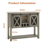 Buffet de cuisine CuisinSmart, meuble bar à vin avec porte coulissante de style grange, armoire à café avec porte-bouteilles, pour salon et salle à manger