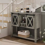 Buffet de cuisine CuisinSmart, meuble bar à vin avec porte coulissante de style grange, armoire à café avec porte-bouteilles, pour salon et salle à manger