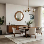 Miroir mural rond texturé en chêne rustique LuxenHome, 29 po, Décoration intérieure marron