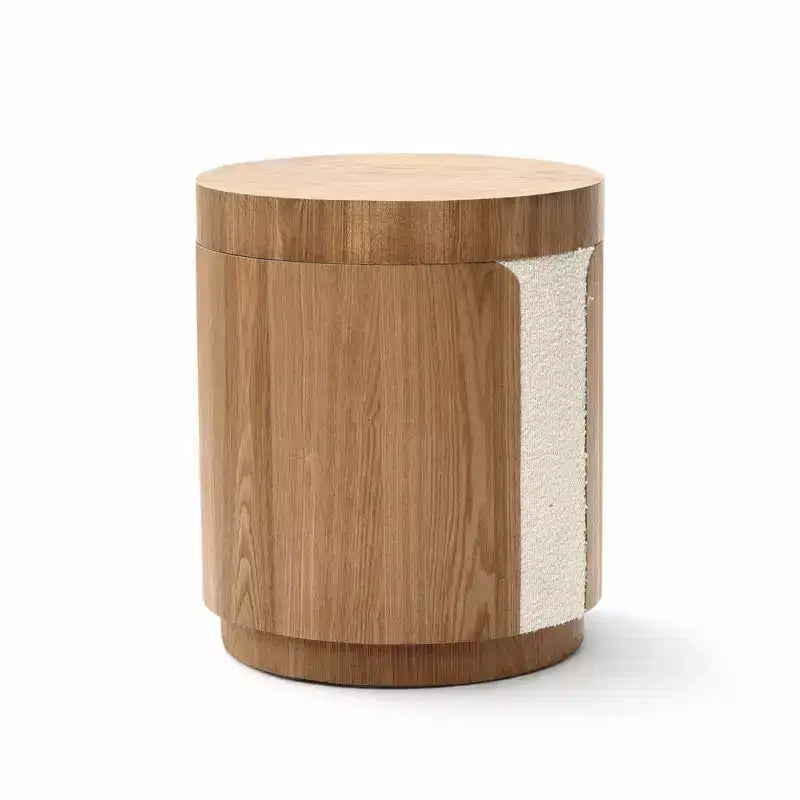 LuxenHome 18.6 Round End Table with Storage, Wood Storage Side Table with Lid, Accent Table for Living Room, Bedroom Brown