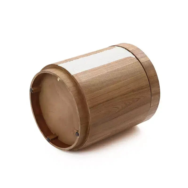 LuxenHome Table d'appoint ronde de 18,6 po avec rangement, table d'appoint en bois avec couvercle, table d'appoint pour salon, chambre, marron