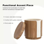 LuxenHome Table d'appoint ronde de 18,6 po avec rangement, table d'appoint en bois avec couvercle, table d'appoint pour salon, chambre, marron