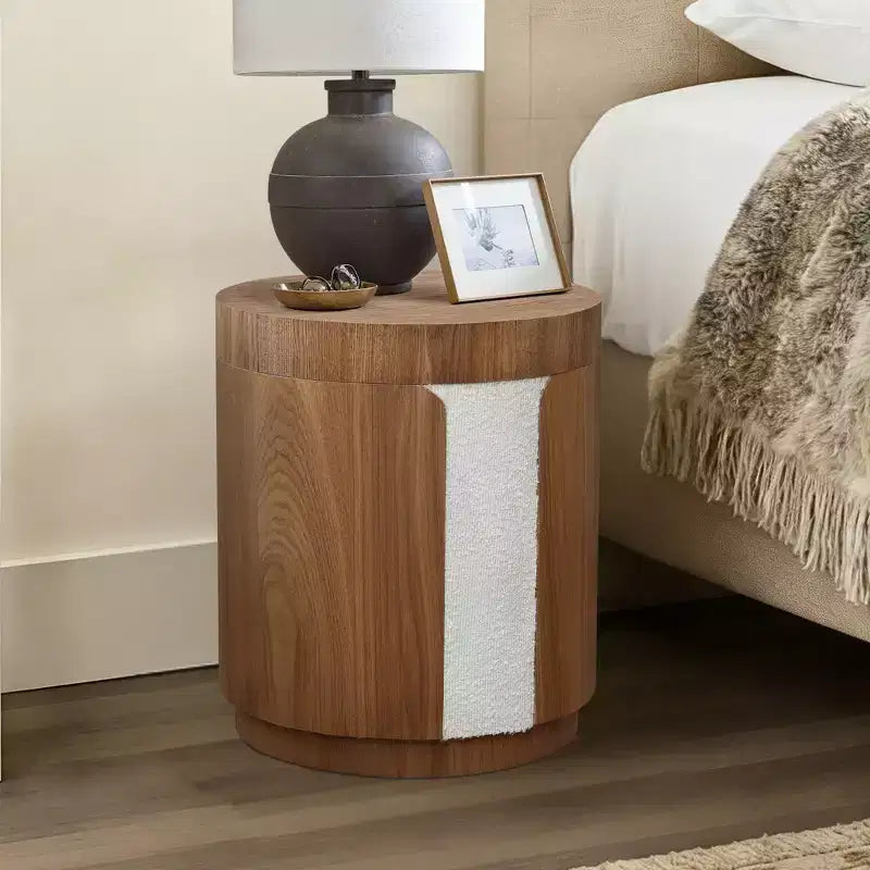 LuxenHome Table d'appoint ronde de 18,6 po avec rangement, table d'appoint en bois avec couvercle, table d'appoint pour salon, chambre, marron