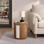 LuxenHome Table d'appoint ronde de 18,6 po avec rangement, table d'appoint en bois avec couvercle, table d'appoint pour salon, chambre, marron