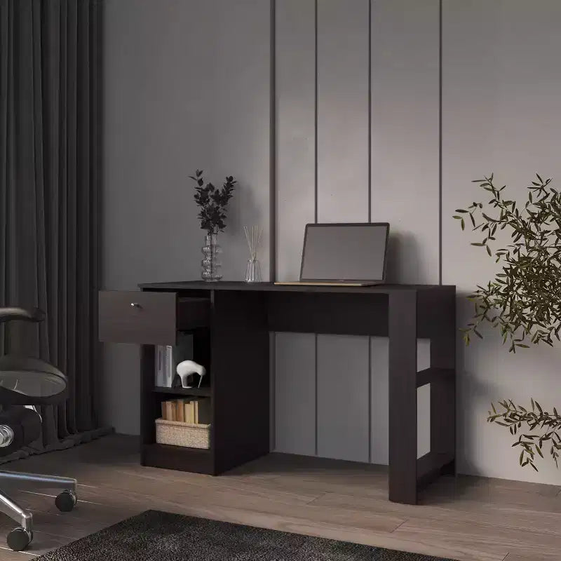 Okak 29.8IN Bureau Informatique Minimaliste, Petit Bureau avec 1 Tiroir et 2 Étagères Ouvertes, Bureau pour Salon, Étude, Bureau