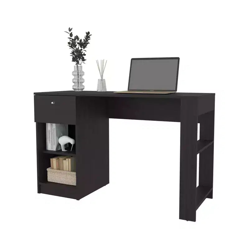 Okak 29.8IN Bureau Informatique Minimaliste, Petit Bureau avec 1 Tiroir et 2 Étagères Ouvertes, Bureau pour Salon, Étude, Bureau