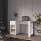 Okak 29.8IN Bureau Informatique Minimaliste, Petit Bureau avec 1 Tiroir et 2 Étagères Ouvertes, Bureau pour Salon, Étude, Bureau