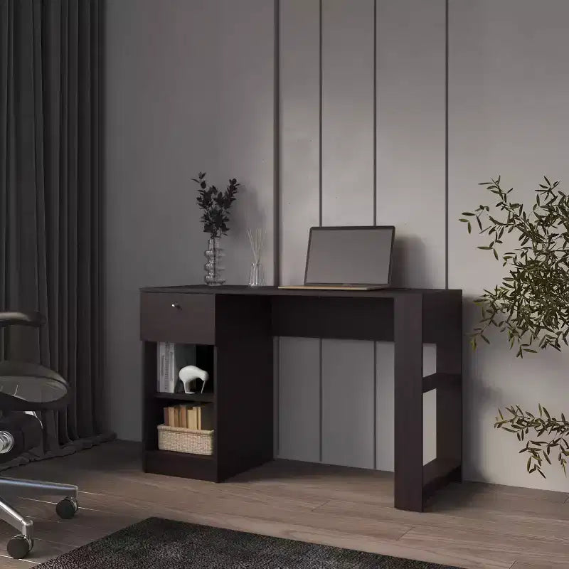 Okak 29.8IN Bureau Informatique Minimaliste, Petit Bureau avec 1 Tiroir et 2 Étagères Ouvertes, Bureau pour Salon, Étude, Bureau