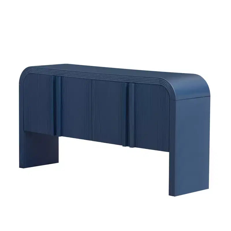 Okak 63IN Table Console Courbe Moderne, Table d'Entrée avec 4 Portes et Étagère Réglable, Table Console Étroite pour Couloir, Salon