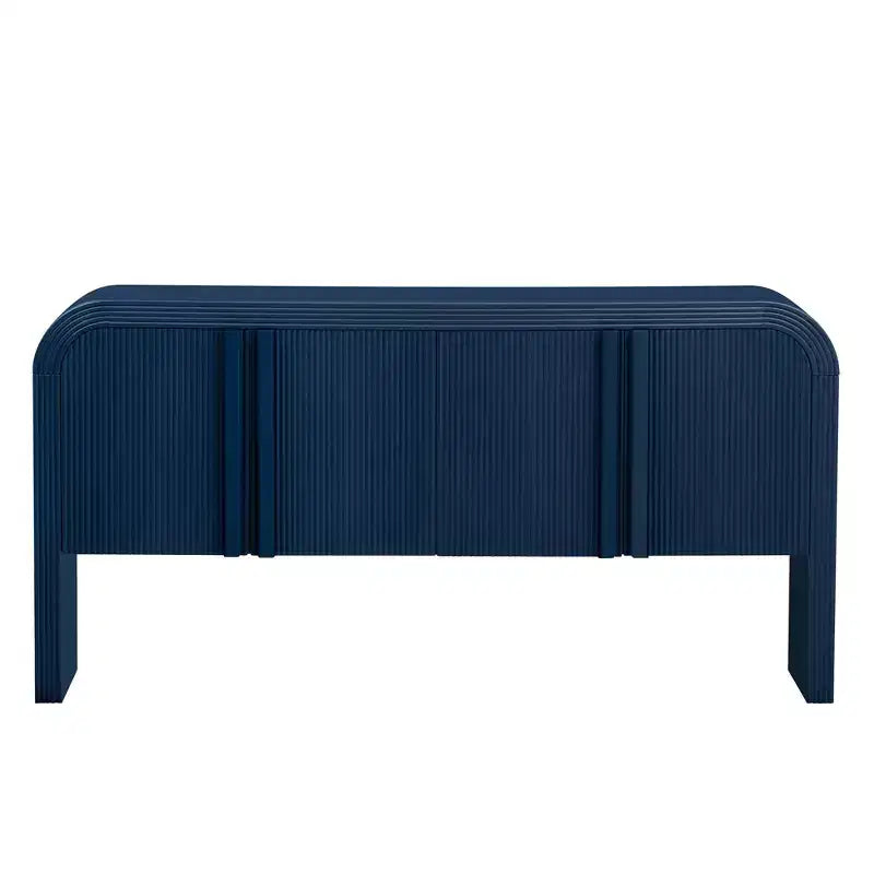 Okak 63IN Table Console Courbe Moderne, Table d'Entrée avec 4 Portes et Étagère Réglable, Table Console Étroite pour Couloir, Salon