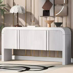 Okak 63IN Table Console Courbe Moderne, Table d'Entrée avec 4 Portes et Étagère Réglable, Table Console Étroite pour Couloir, Salon