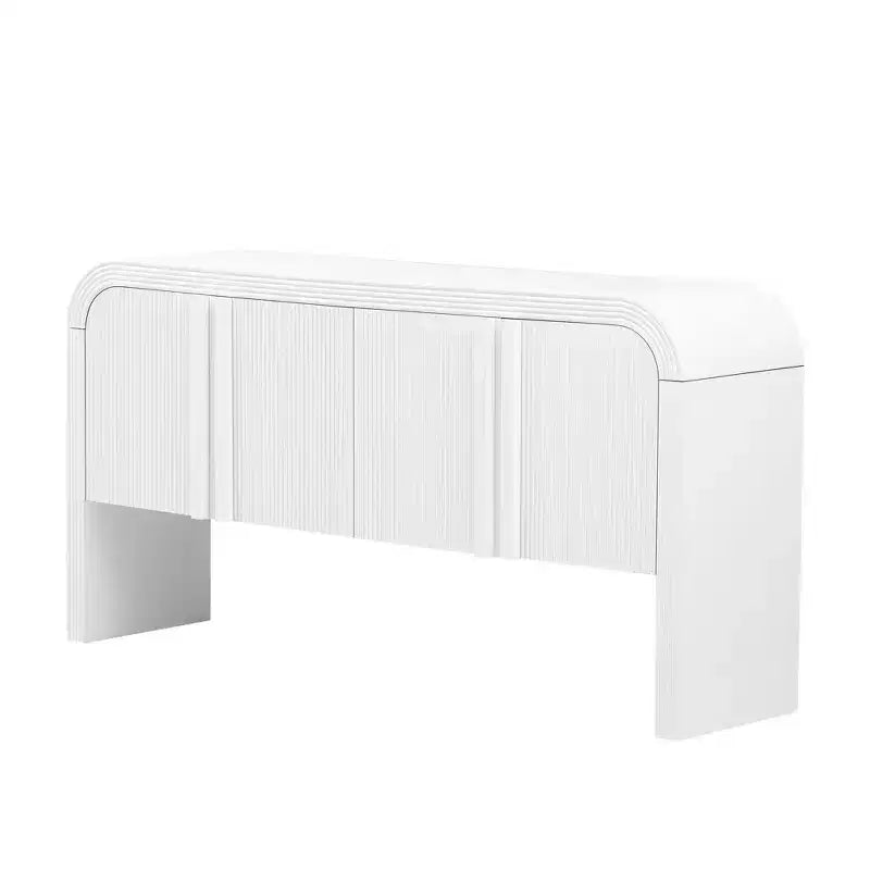 Okak 63IN Table Console Courbe Moderne, Table d'Entrée avec 4 Portes et Étagère Réglable, Table Console Étroite pour Couloir, Salon