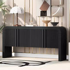Okak 63IN Table Console Courbe Moderne, Table d'Entrée avec 4 Portes et Étagère Réglable, Table Console Étroite pour Couloir, Salon