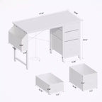 Okak Bureau d'ordinateur moderne de 120 cm avec 3 tiroirs, bureau de travail avec poche latérale, bureau de gaming pour salon, salle de lecture, bureau