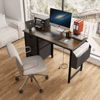 Okak Bureau d'ordinateur moderne de 120 cm avec 3 tiroirs, bureau de travail avec poche latérale, bureau de gaming pour salon, salle de lecture, bureau