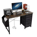Okak Bureau d'ordinateur moderne de 120 cm avec 3 tiroirs, bureau de travail avec poche latérale, bureau de gaming pour salon, salle de lecture, bureau