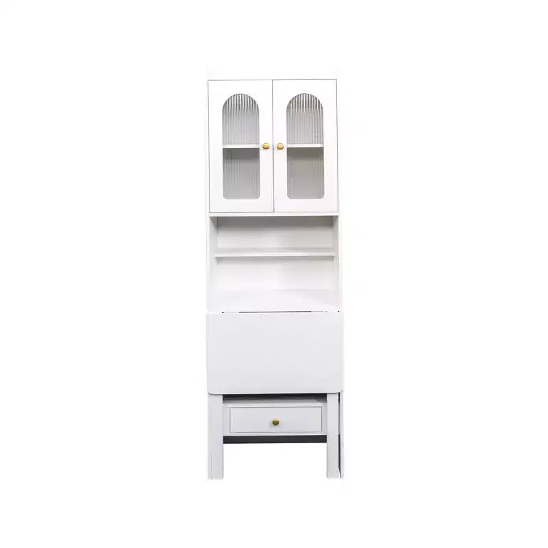 Table pliante Okak 70.87IN avec étagère, bureau debout avec 4 étagères, 1 tiroir et 2 portes vitrées, bureau d'écriture pour l'étude, salle de lecture