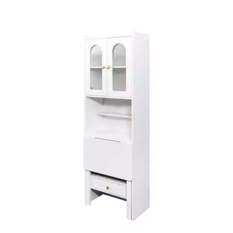 Table pliante Okak 70.87IN avec étagère, bureau debout avec 4 étagères, 1 tiroir et 2 portes vitrées, bureau d'écriture pour l'étude, salle de lecture