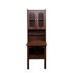 Table pliante Okak 70.87IN avec étagère, bureau debout avec 4 étagères, 1 tiroir et 2 portes vitrées, bureau d'écriture pour l'étude, salle de lecture
