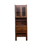 Table pliante Okak 70.87IN avec étagère, bureau debout avec 4 étagères, 1 tiroir et 2 portes vitrées, bureau d'écriture pour l'étude, salle de lecture