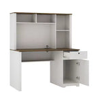 Okak 51.18IN Bureau informatique moderne avec étagère supérieure et bibliothèque, Bureau avec grand espace de rangement, Bureau d'écriture pour étude, salle de lecture