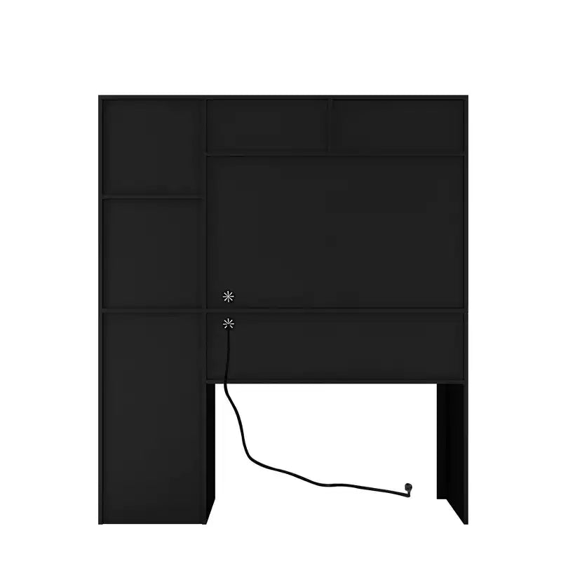Okak 51.18IN Bureau informatique moderne avec étagère supérieure et bibliothèque, Bureau avec grand espace de rangement, Bureau d'écriture pour étude, salle de lecture