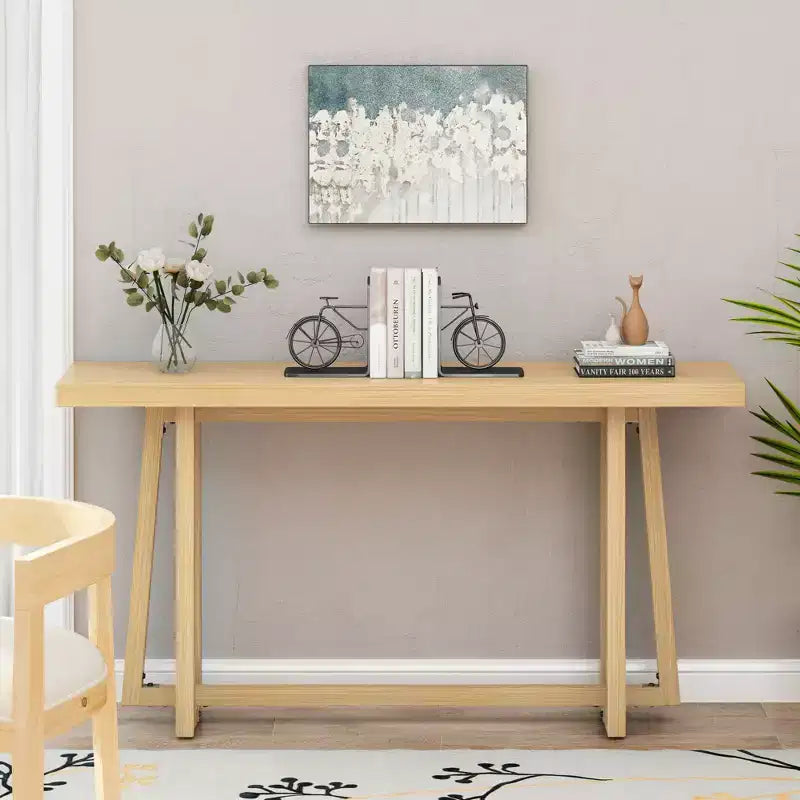 Okak Table d'entrée rectangulaire minimaliste de 59,84 pouces, Table console avec pieds au design unique et plateau épais, Table d'appoint pour foyer, Extérieur
