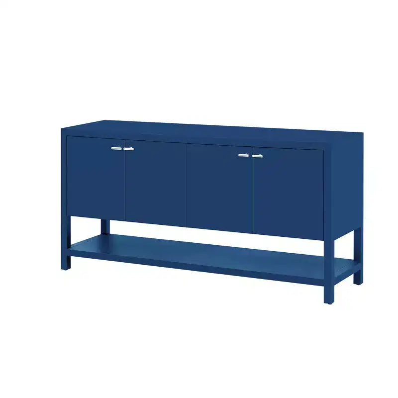 Okak 59.6IN Console longue moderne avec grand espace de rangement, Table d'entrée avec 4 portes et poignées métalliques, Table d'appoint pour salon