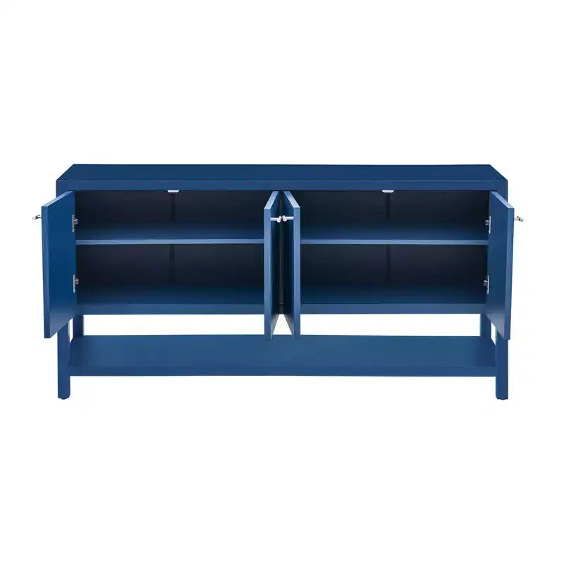 Okak 59.6IN Console longue moderne avec grand espace de rangement, Table d'entrée avec 4 portes et poignées métalliques, Table d'appoint pour salon