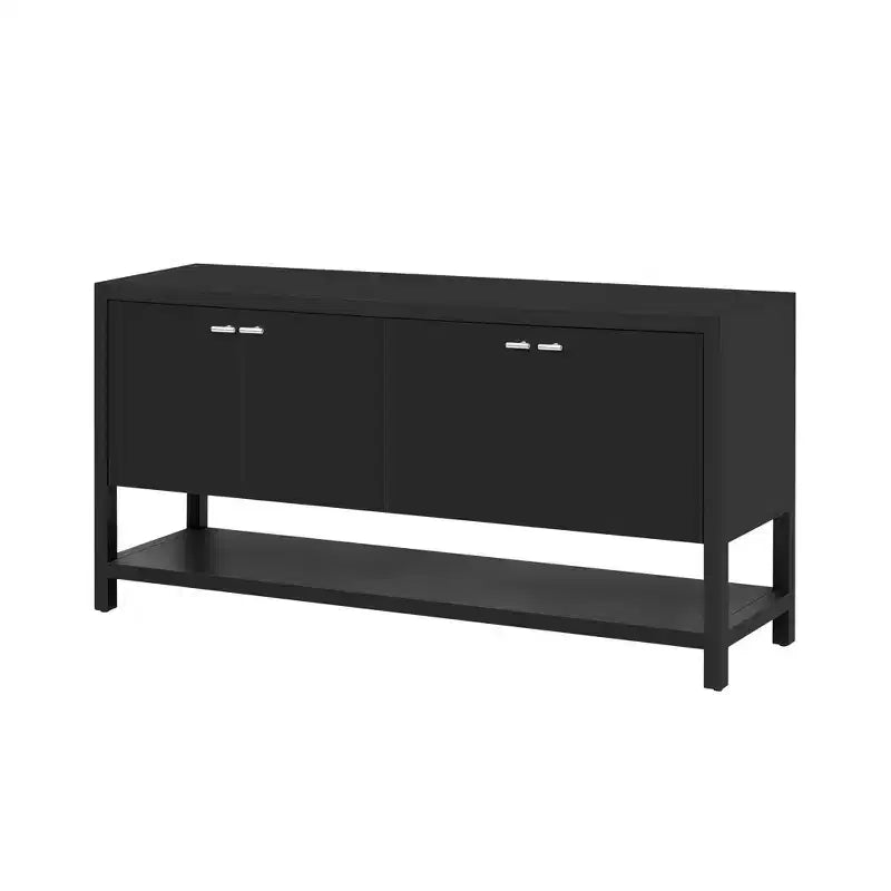Okak 59.6IN Console longue moderne avec grand espace de rangement, Table d'entrée avec 4 portes et poignées métalliques, Table d'appoint pour salon